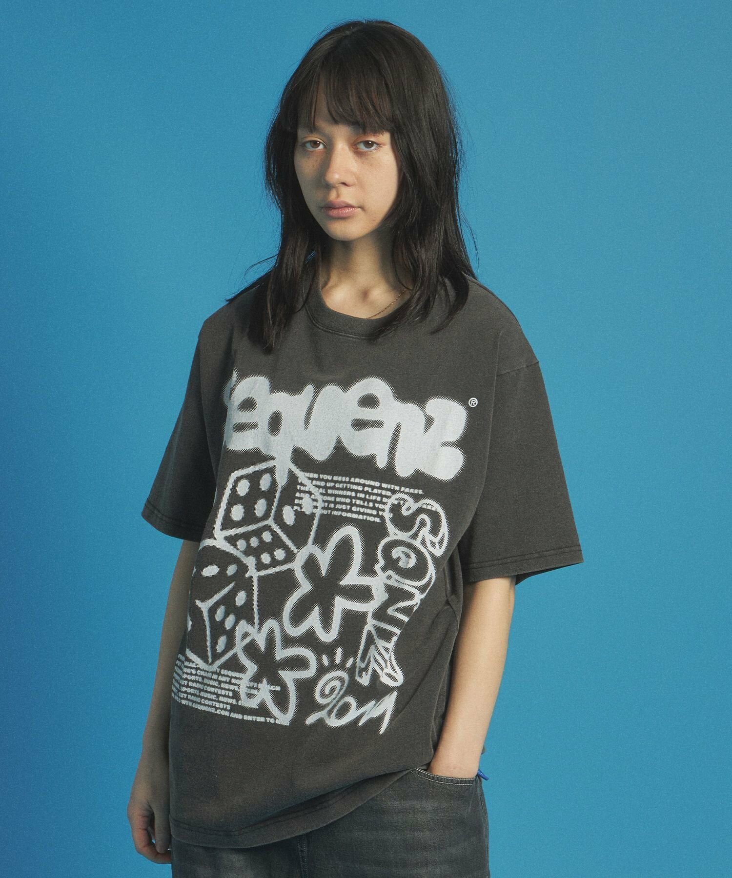 【SEQUENZ】NVL EX COOLAGE SST / 半袖Tシャツ クルーネック ブランドロゴ ハードバイオ ダイス フラワー